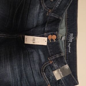 Soho Jeans Boyfriend Relaxed Fit Cuffed Jeans - Deep Blue